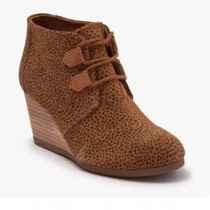 TOMS Women's Kala Desert Wedge Bootie, Brown booties, Wedge Boots, Cheetah Boot